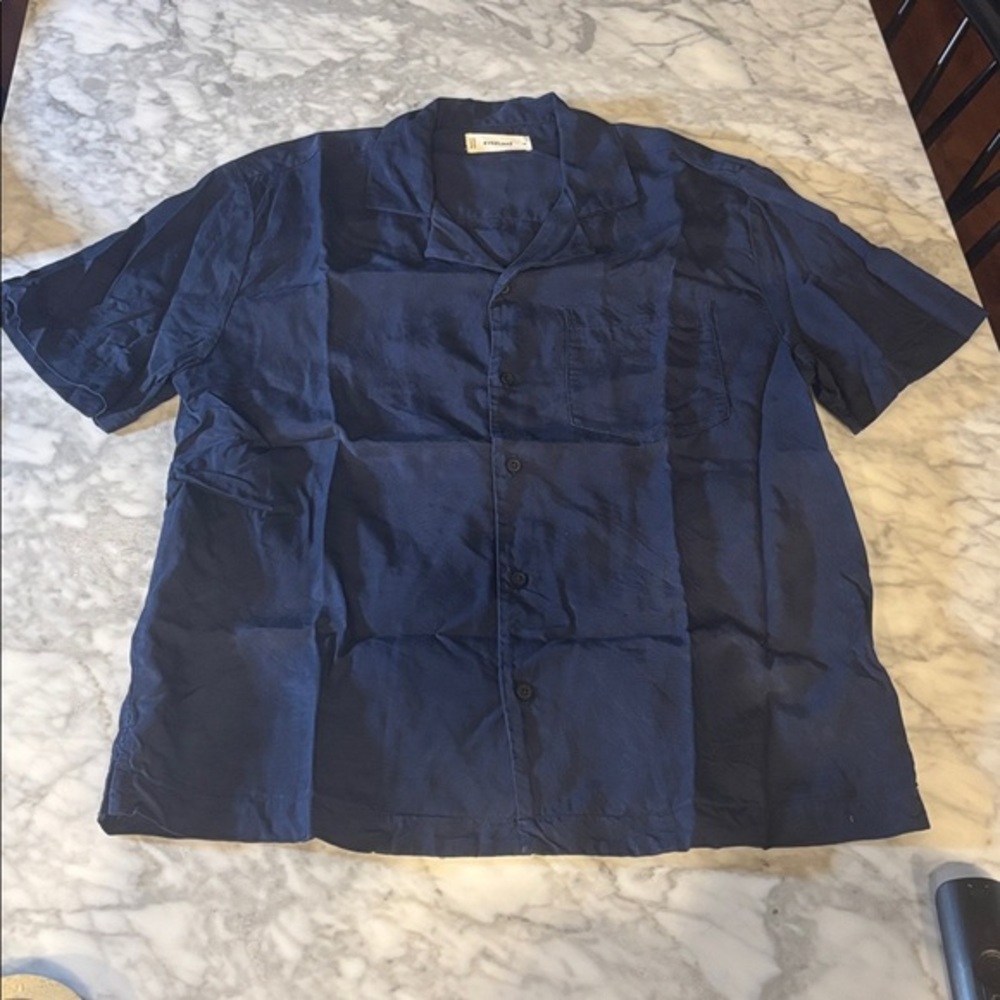 Everlane Deep Blue Short Sleeve Camp collar Shirt